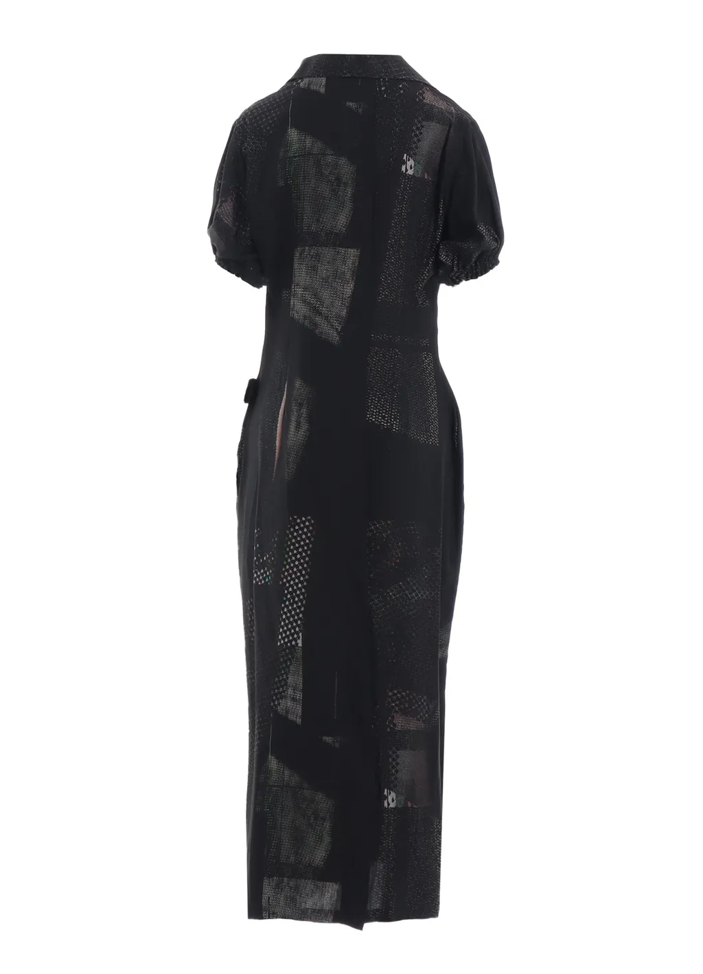 Cu/Dungaree Twill Dark Neon Print Left Side Gathered Dress