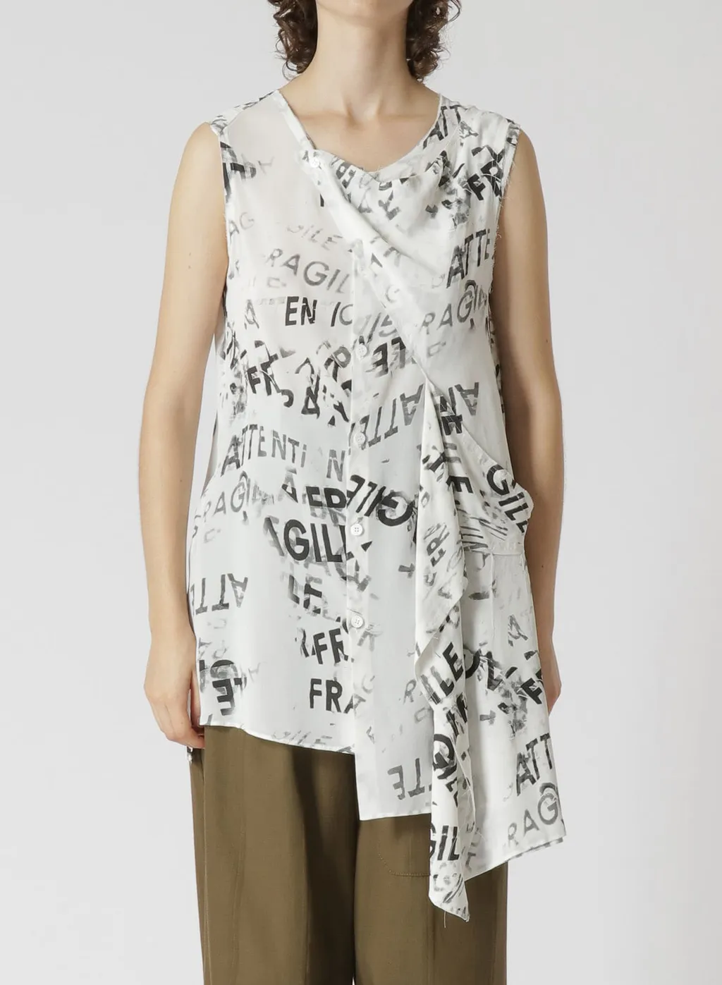 Rayon Georgette Sleeveless Flap Panel Top