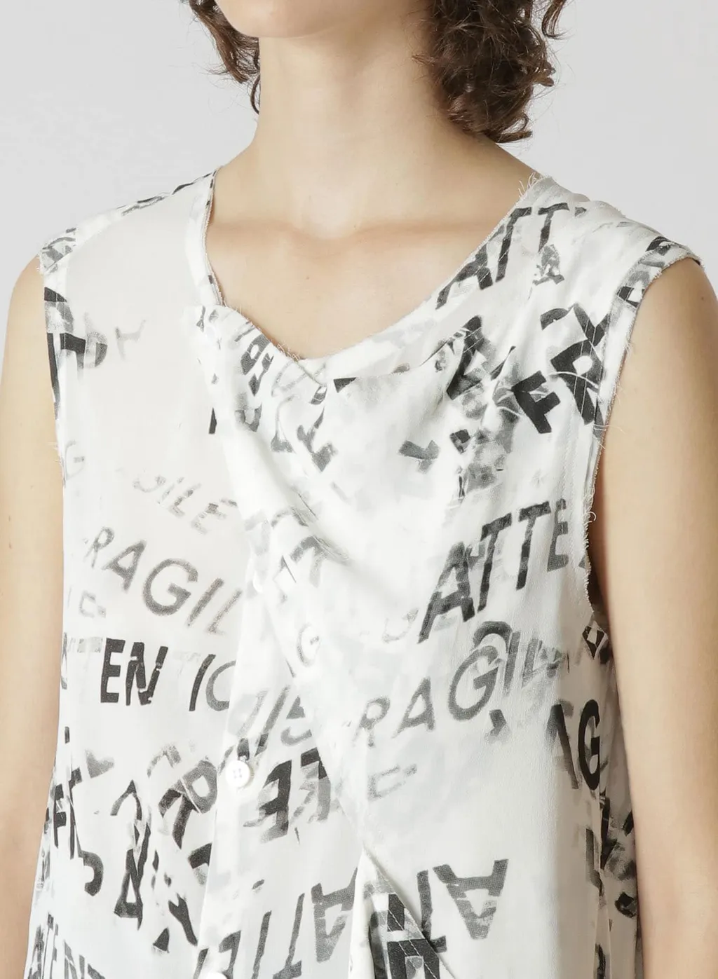 Rayon Georgette Sleeveless Flap Panel Top
