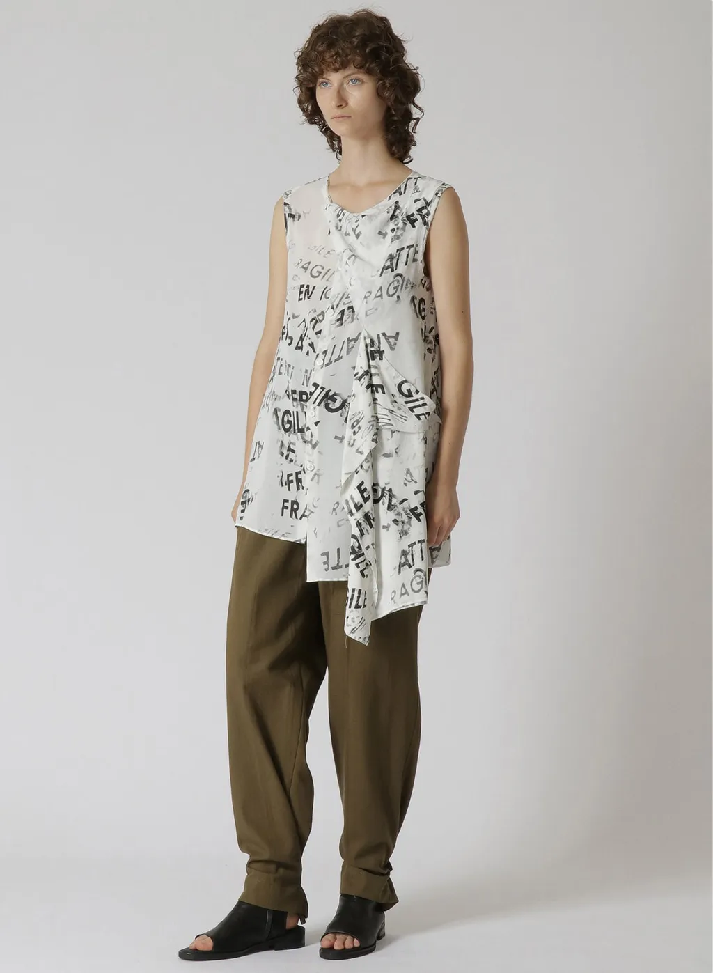 Rayon Georgette Sleeveless Flap Panel Top