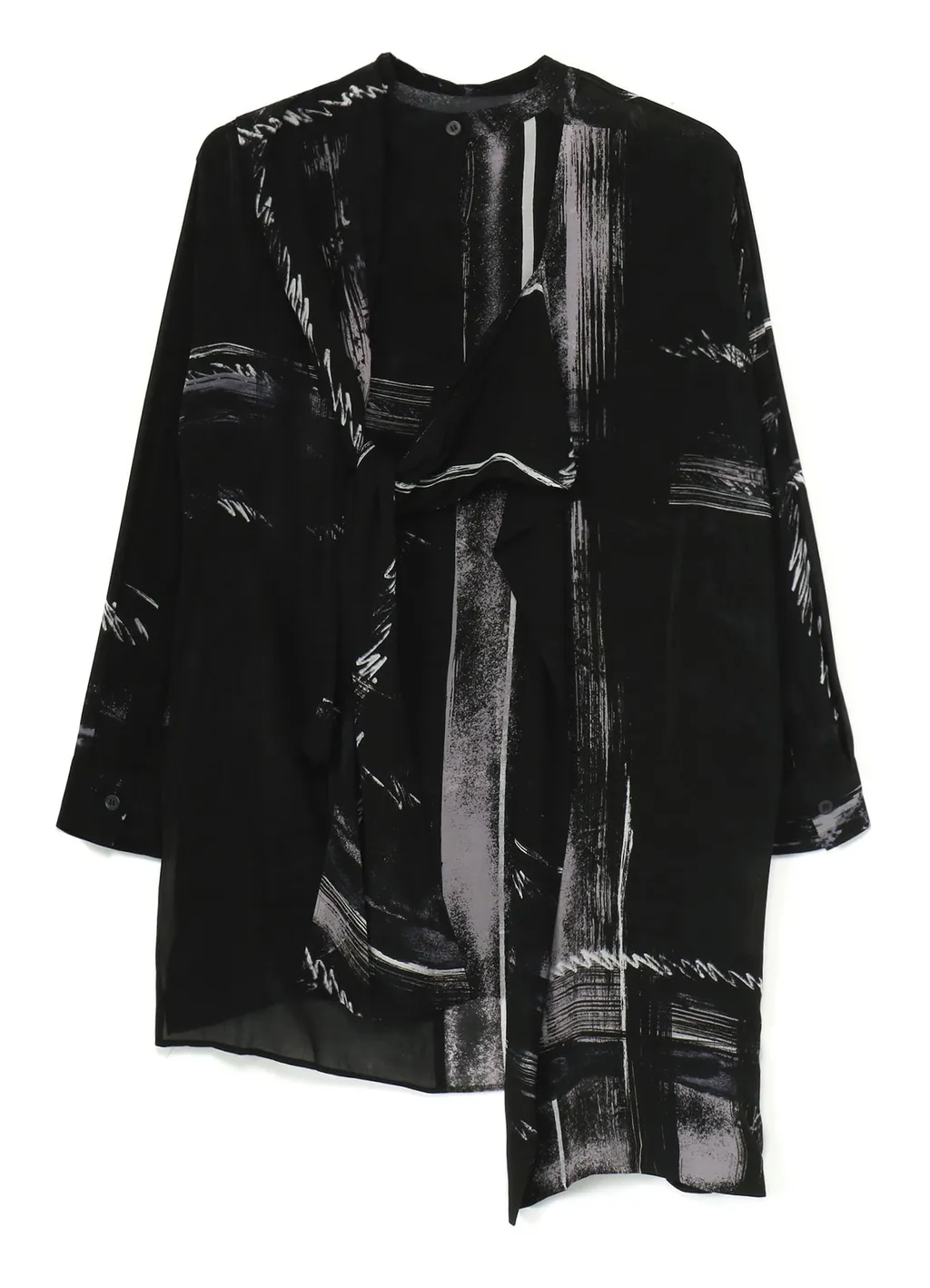 Cu/ Lawn Blurred Check Back Tie Blouse