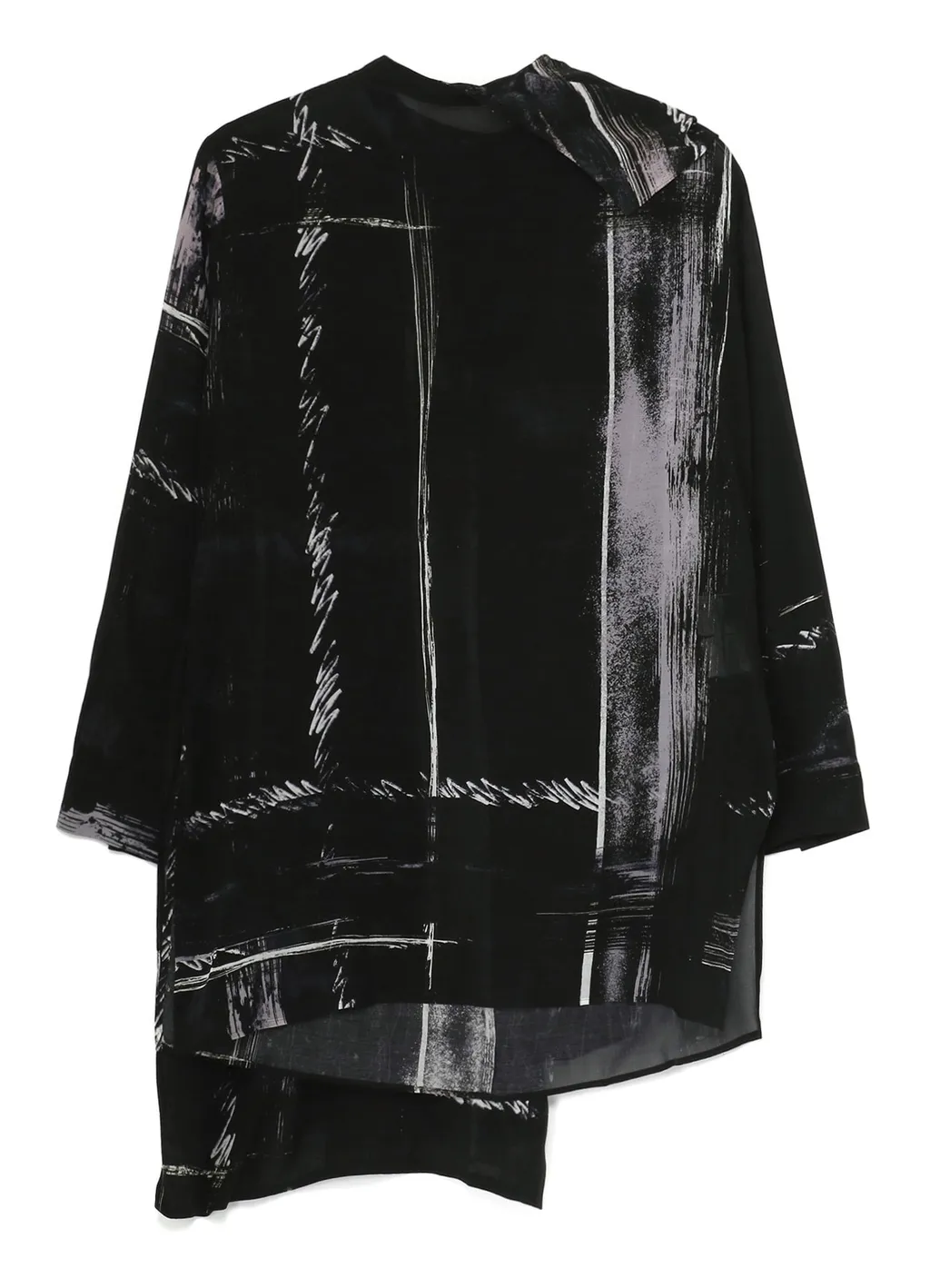Cu/ Lawn Blurred Check Back Tie Blouse