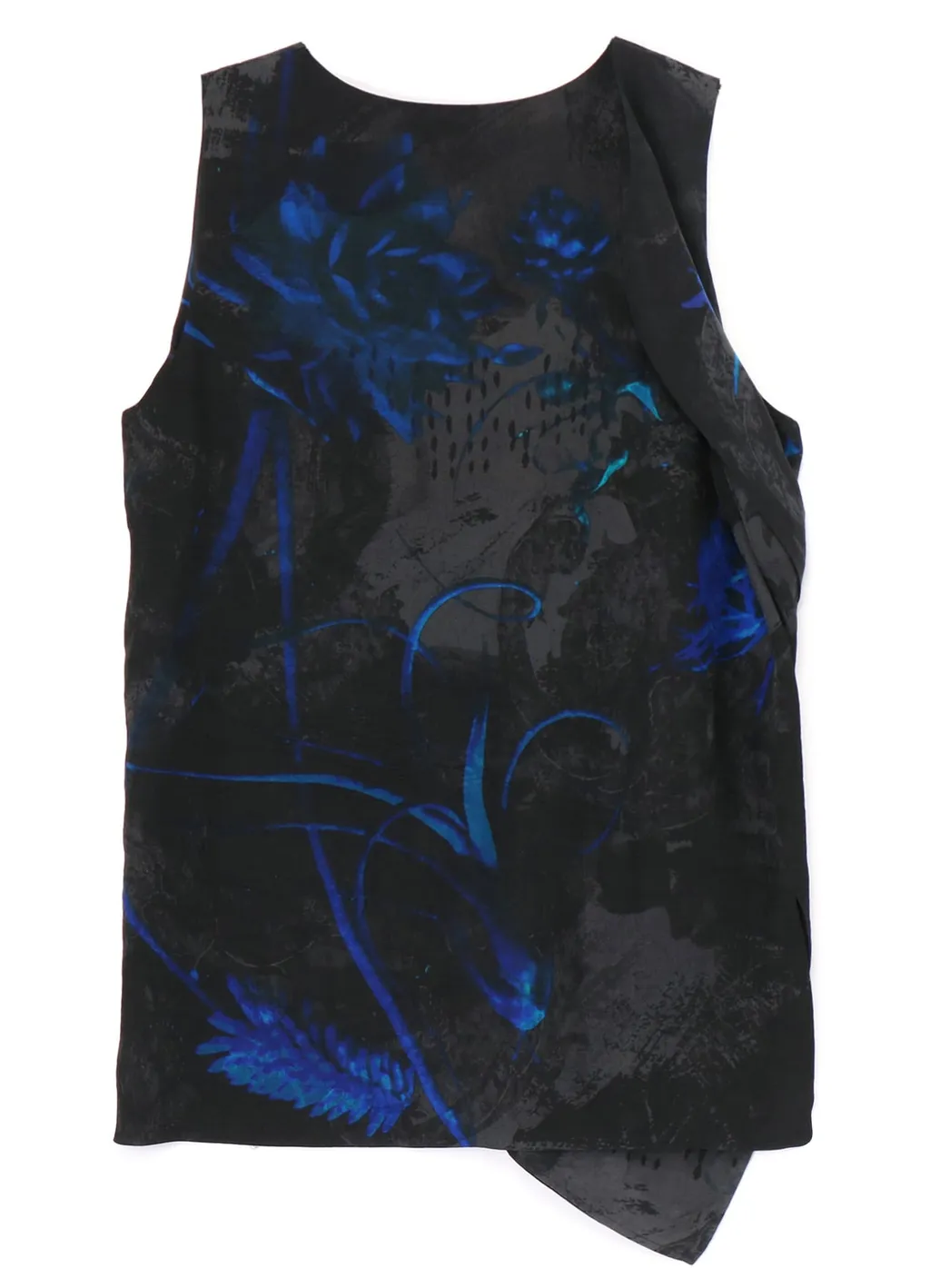 Cupro Twill Ethnic Flower Print Draped Blouse