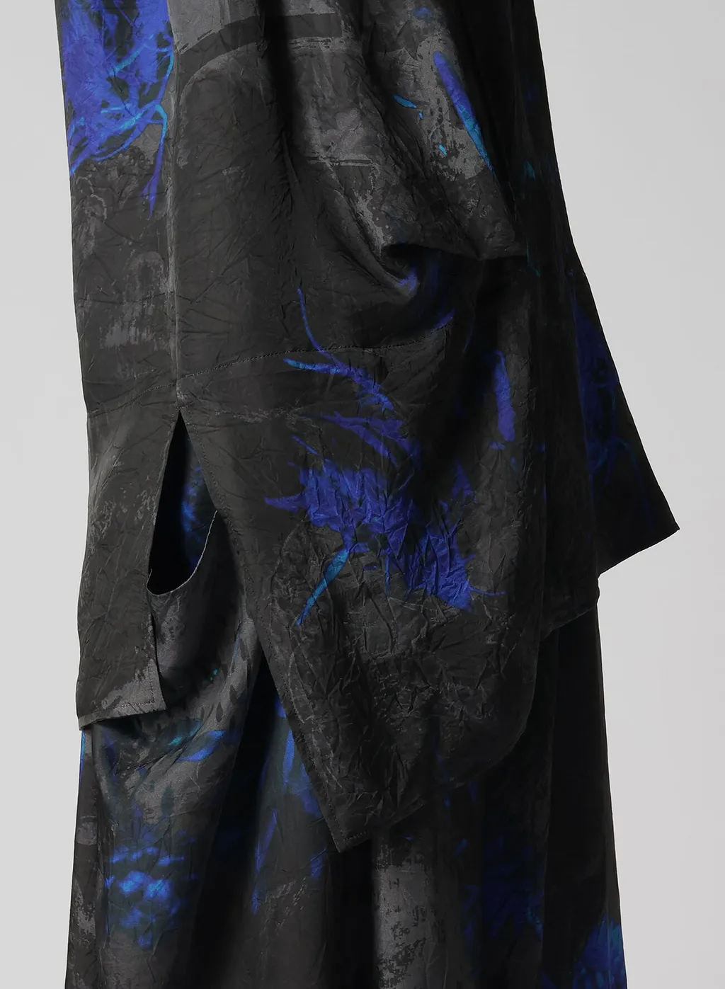Cupro Twill Ethnic Flower Print Draped Blouse