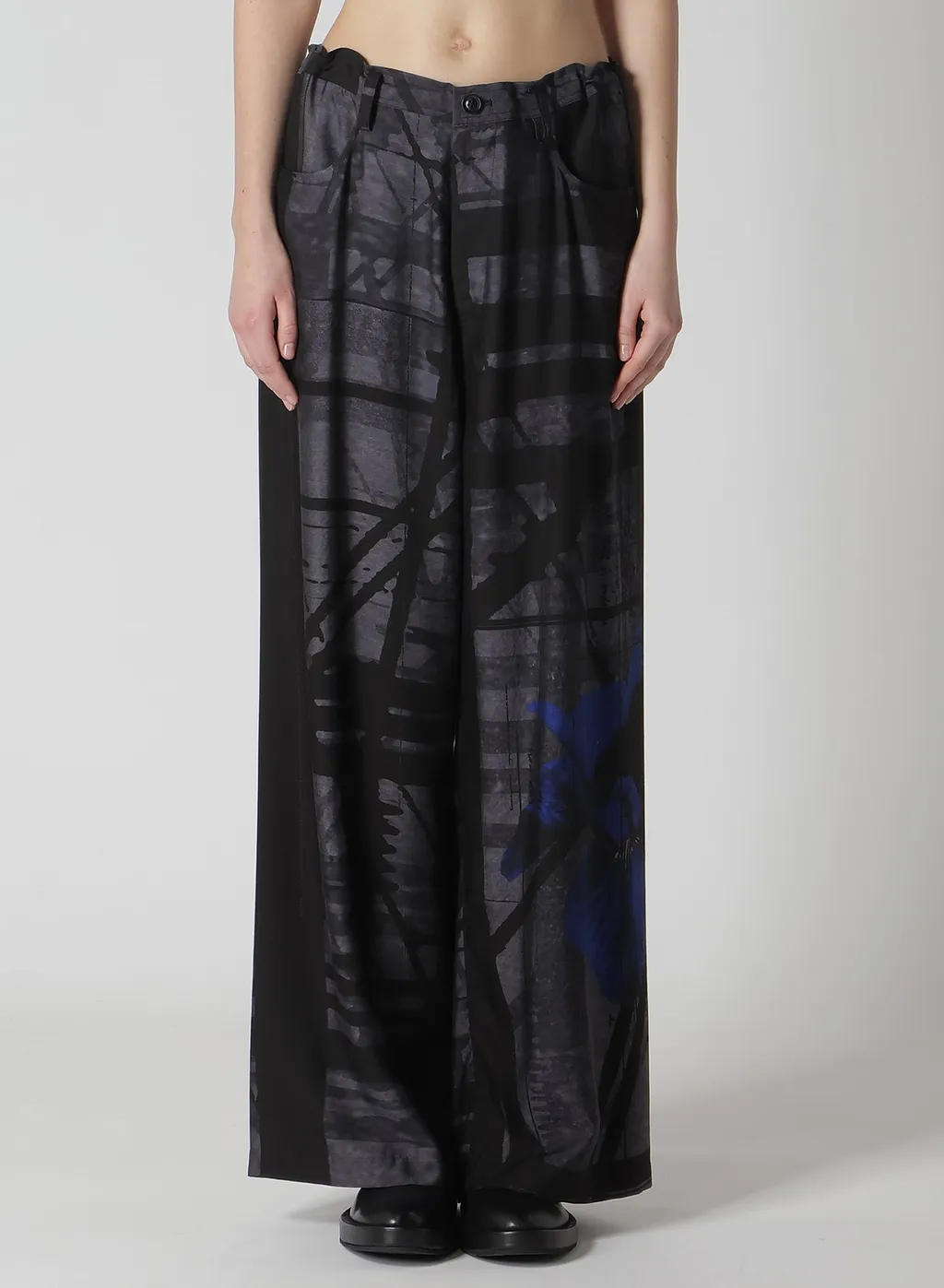 Flower&Cable Print Long Straight Pants