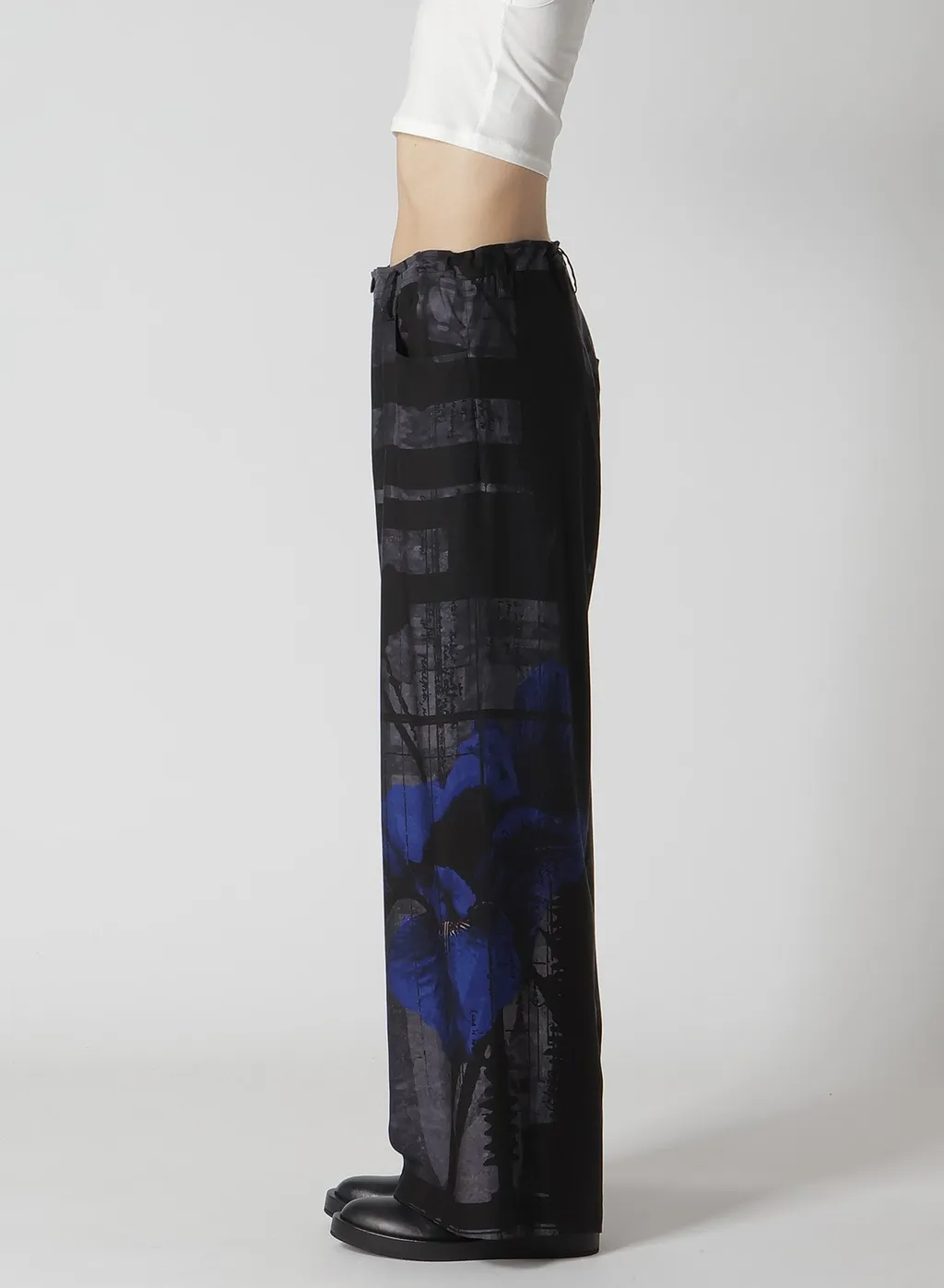 Flower&Cable Print Long Straight Pants