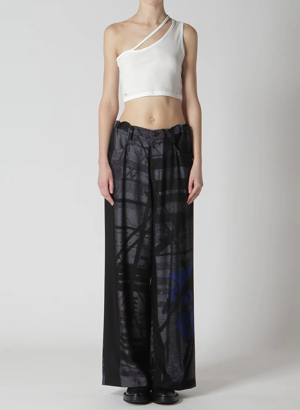 Flower&Cable Print Long Straight Pants