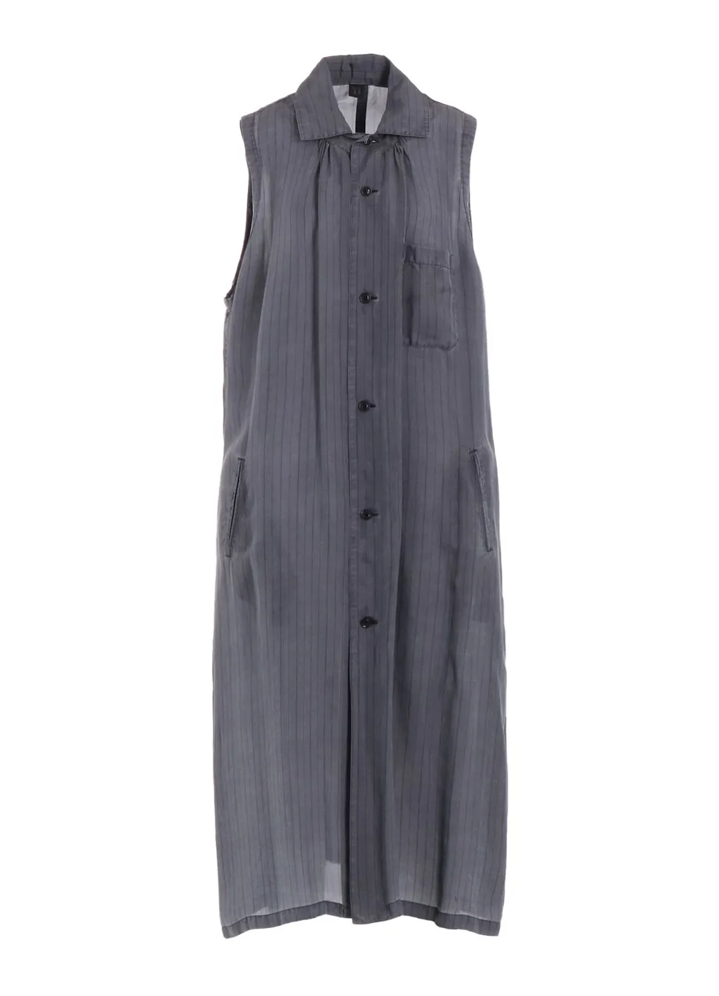 Cupro Stripe Sleeveless Shirt Dress