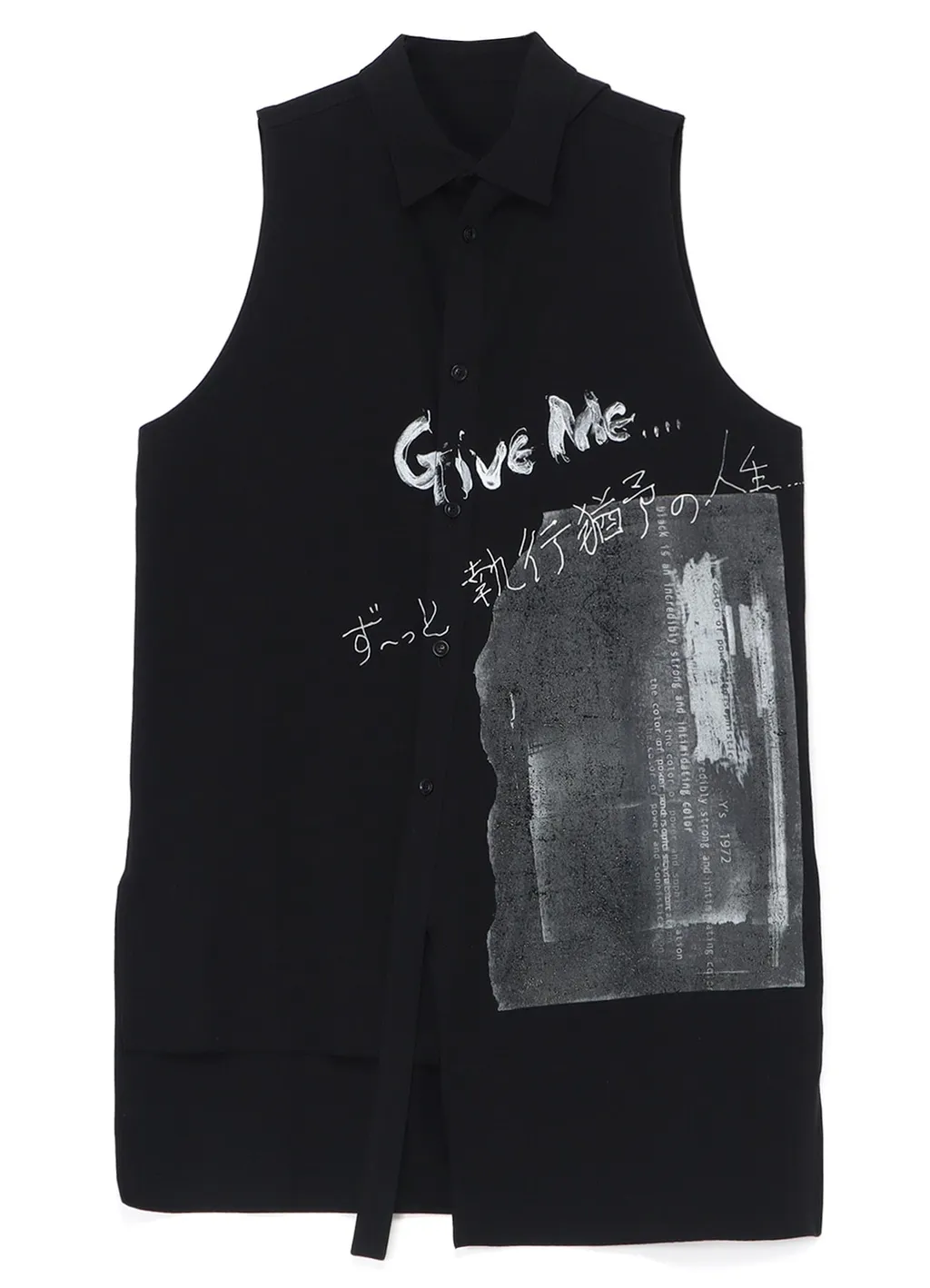Cotton Linen Gabardine Print Bonding Asymmetry Sleeveless Blouse