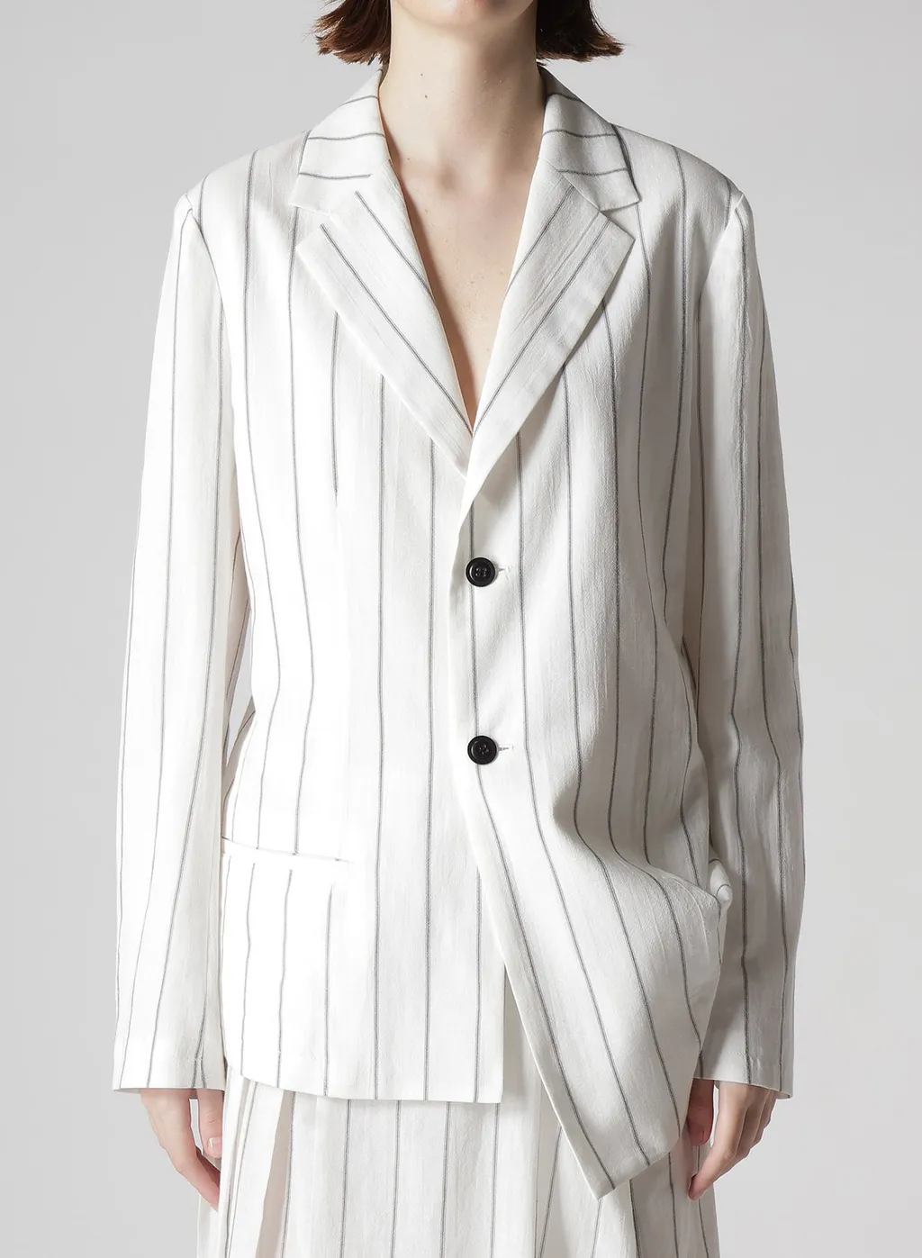 Washer Stripe Left Side Dropped Jacket