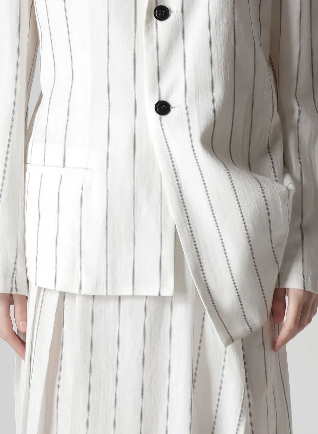 Washer Stripe Left Side Dropped Jacket