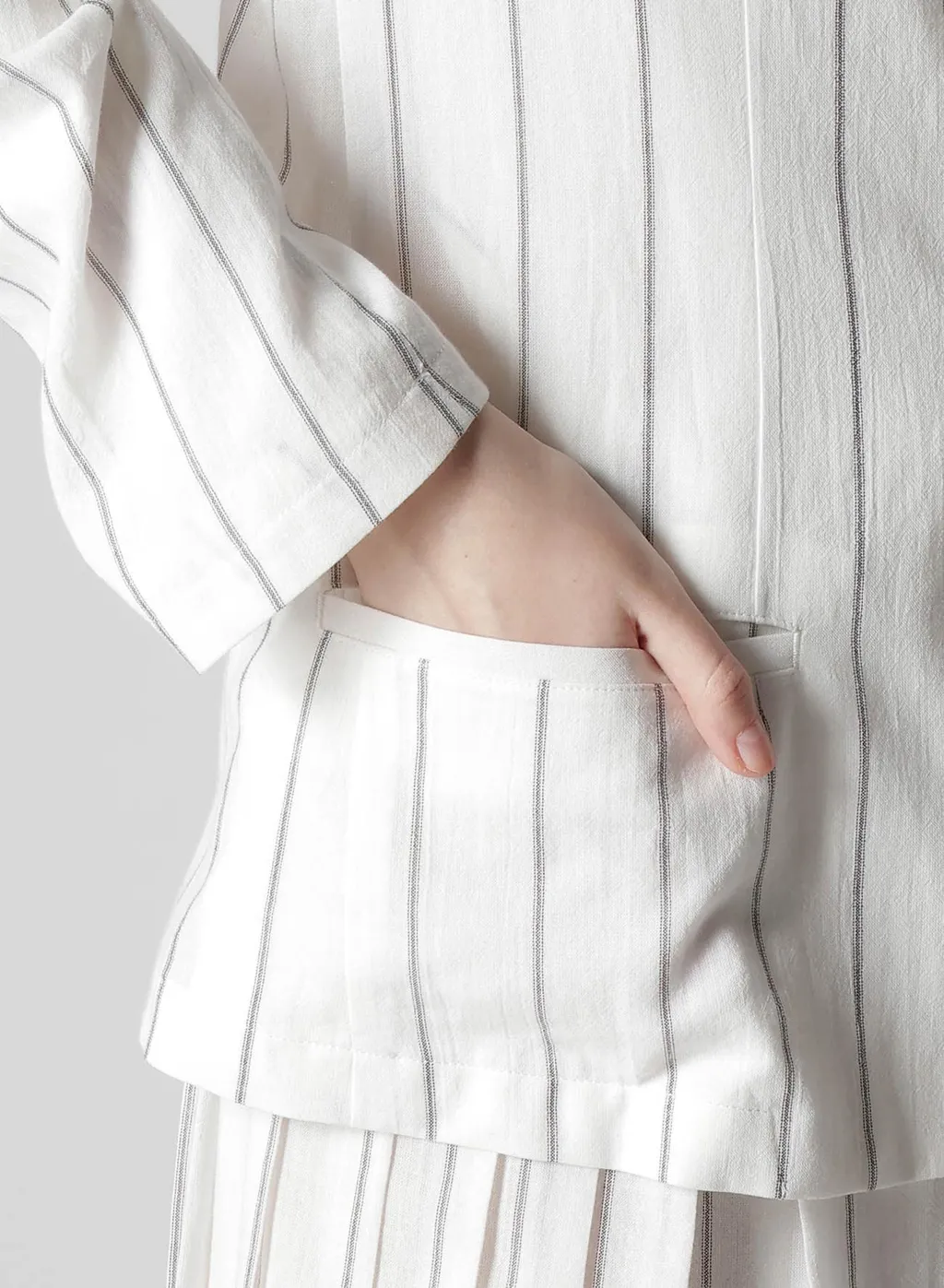 Washer Stripe Left Side Dropped Jacket