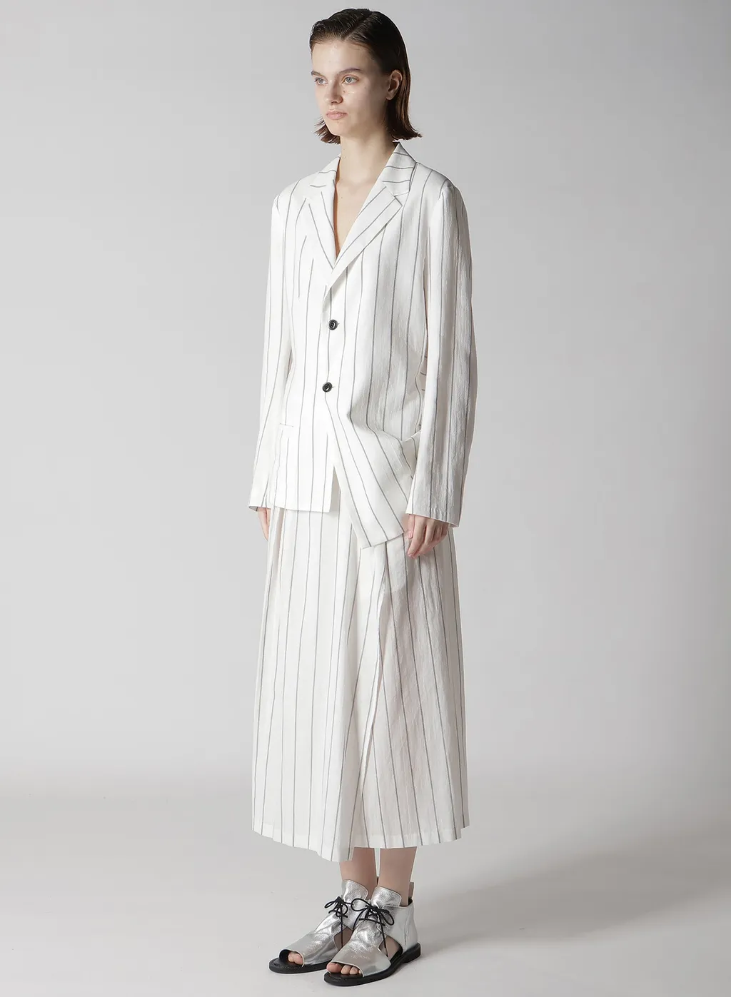Washer Stripe Left Side Dropped Jacket