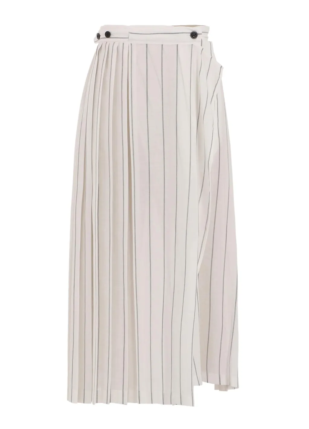 Washer Stripe Pleated Wrap Skirt
