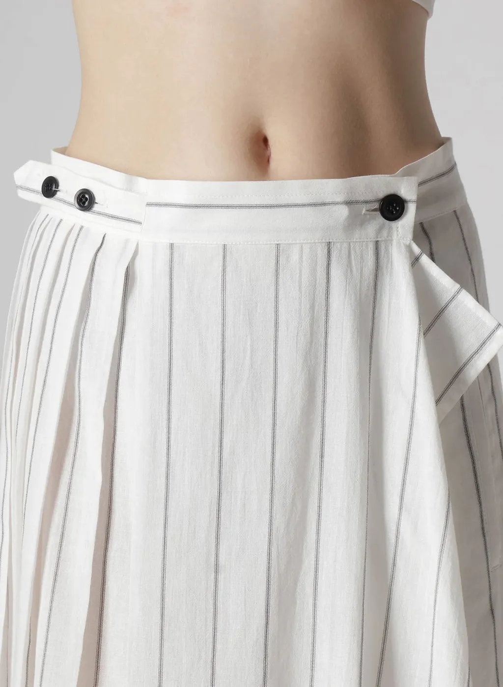 Washer Stripe Pleated Wrap Skirt