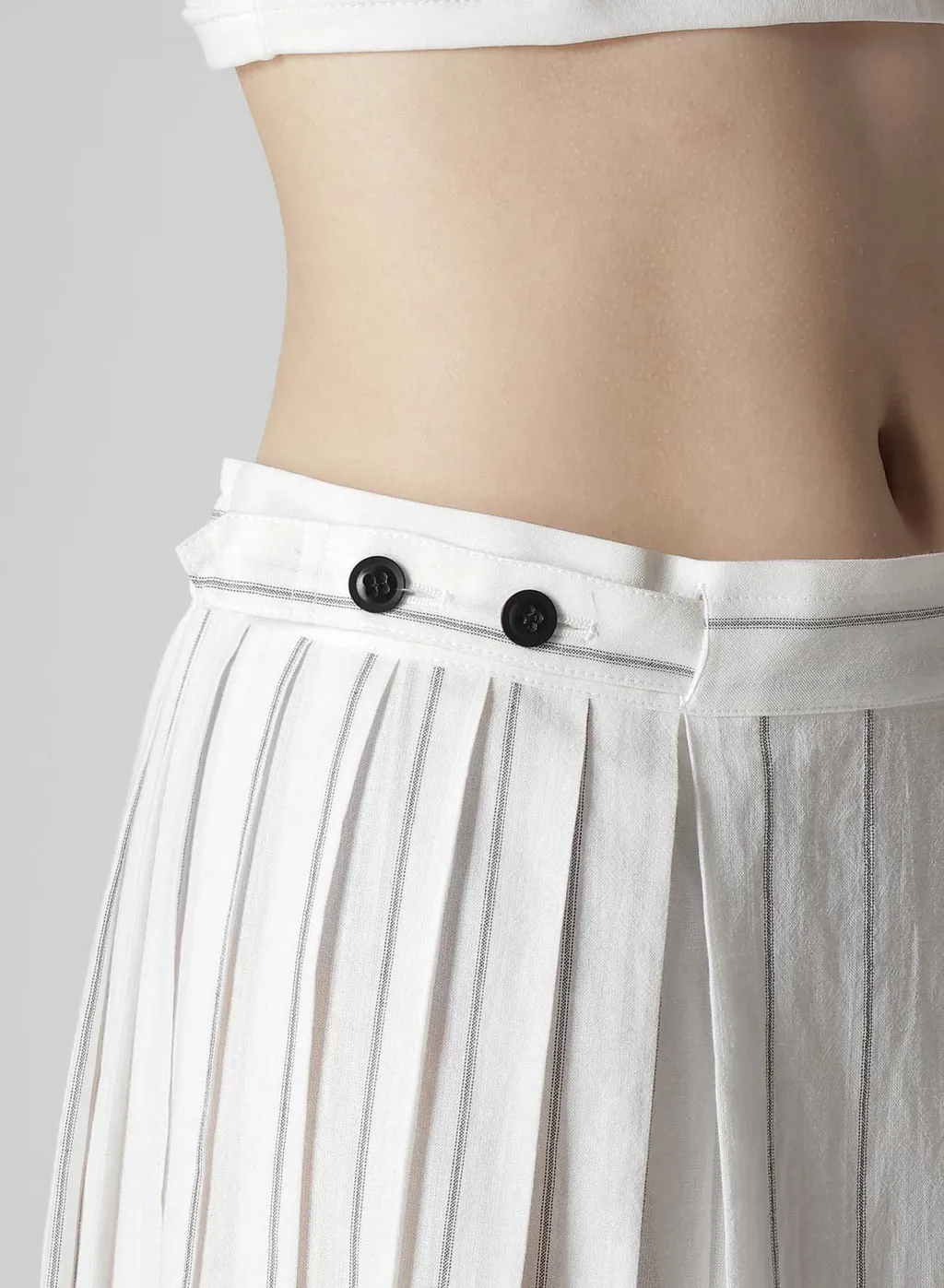 Washer Stripe Pleated Wrap Skirt