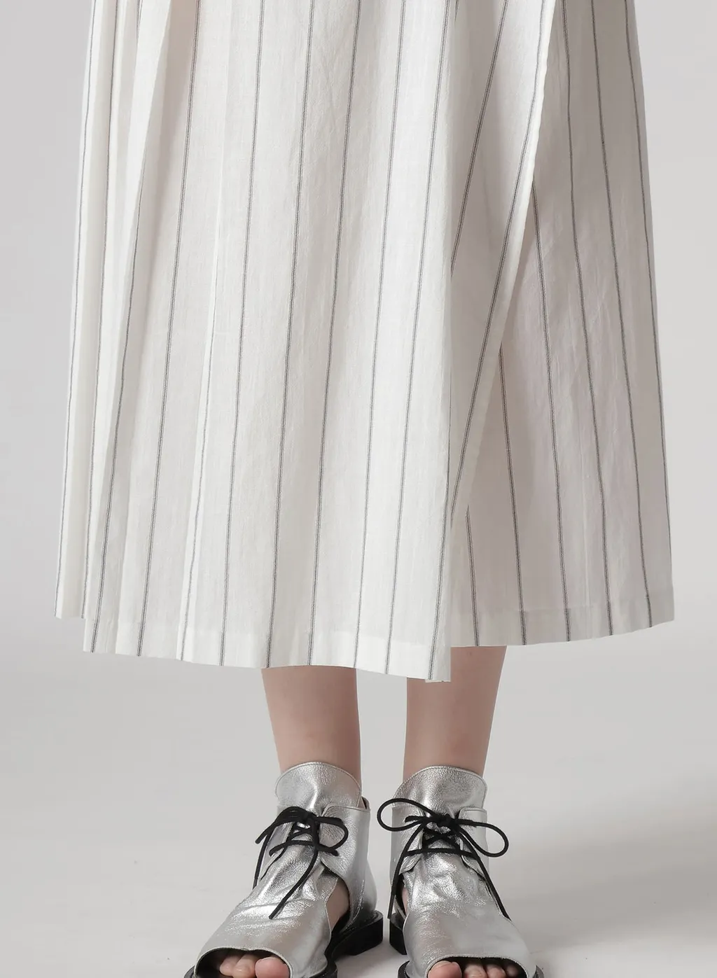 Washer Stripe Pleated Wrap Skirt