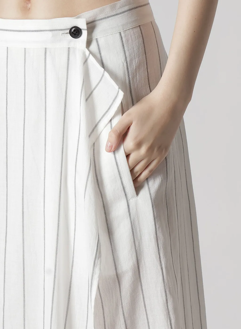 Washer Stripe Pleated Wrap Skirt