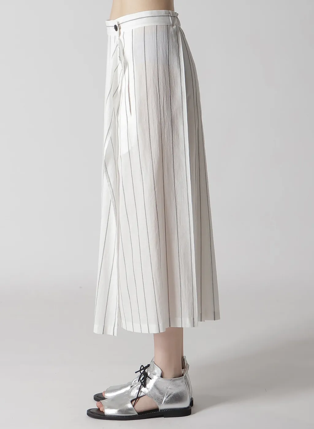 Washer Stripe Pleated Wrap Skirt