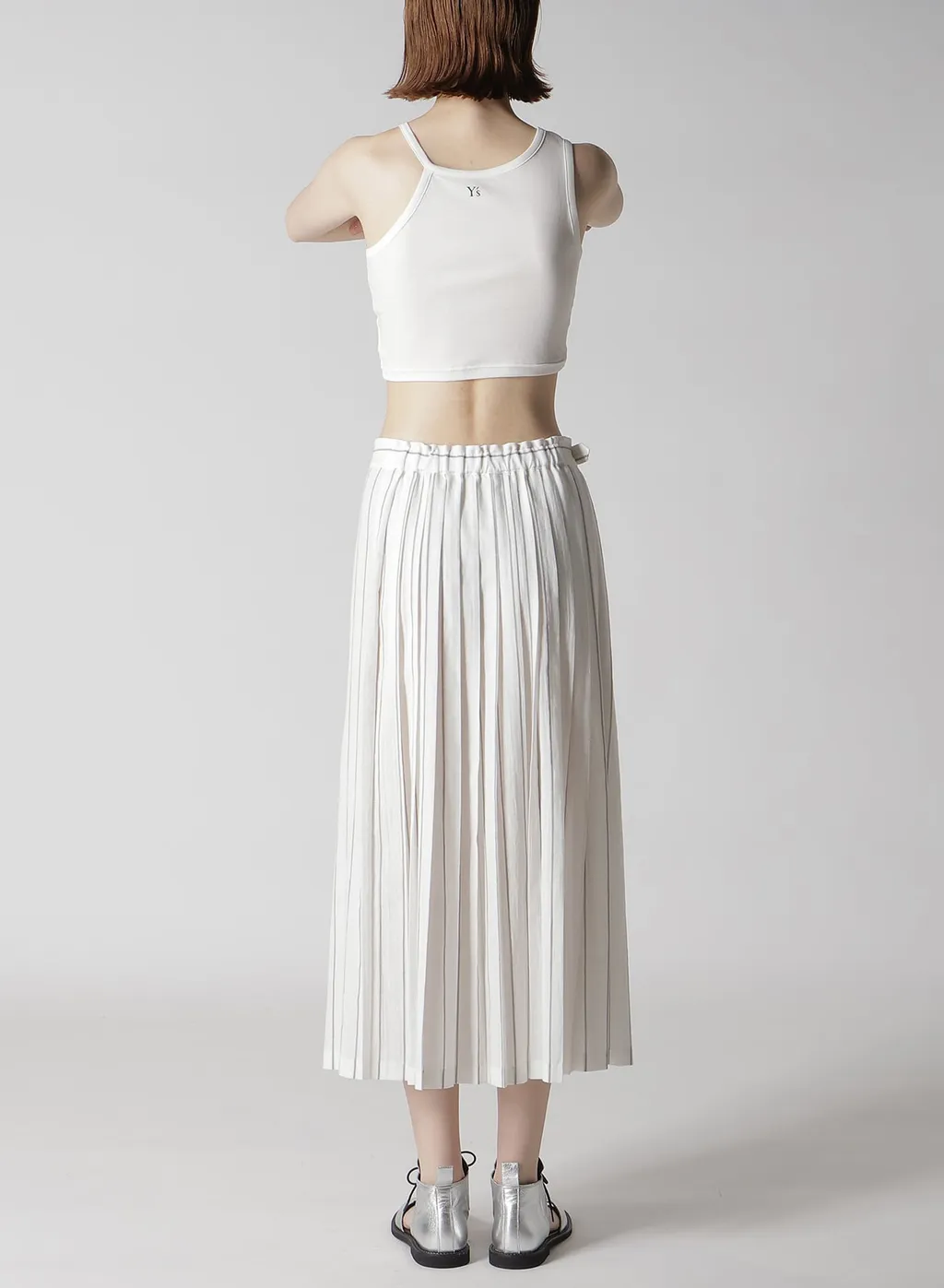 Washer Stripe Pleated Wrap Skirt