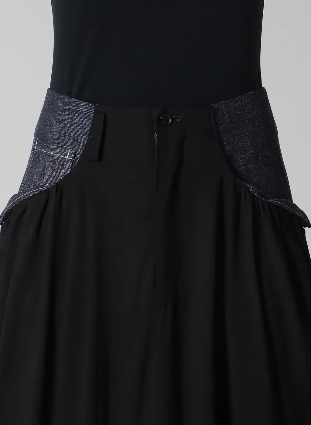 Rigid Denim Combination Skirt