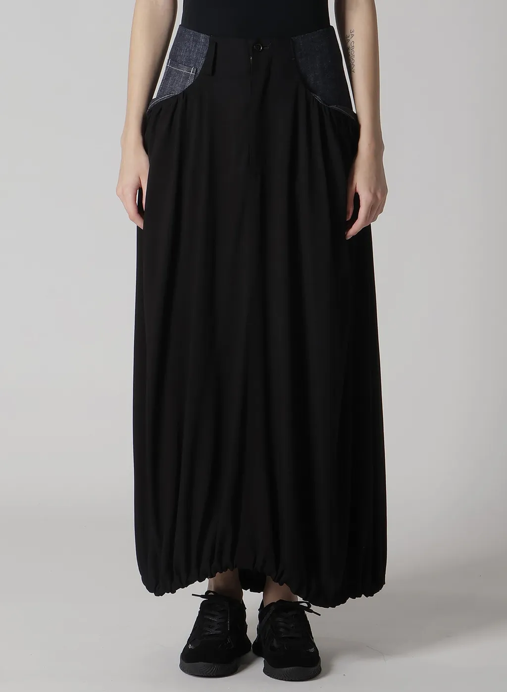 Rigid Denim Combination Skirt
