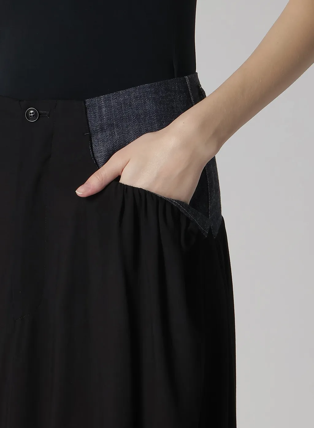 Rigid Denim Combination Skirt