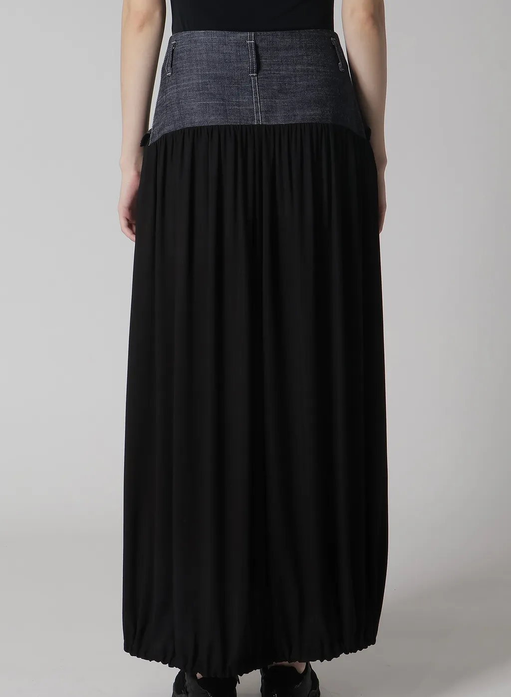 Rigid Denim Combination Skirt