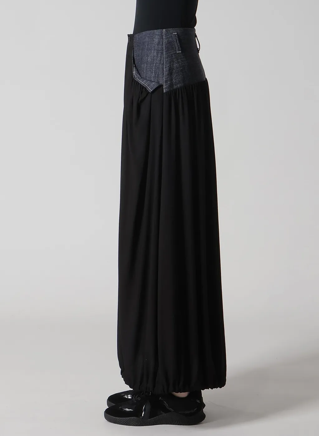 Rigid Denim Combination Skirt