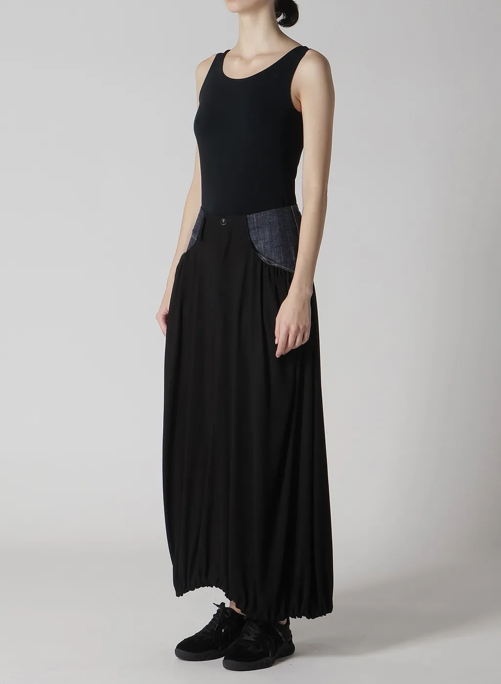 Rigid Denim Combination Skirt