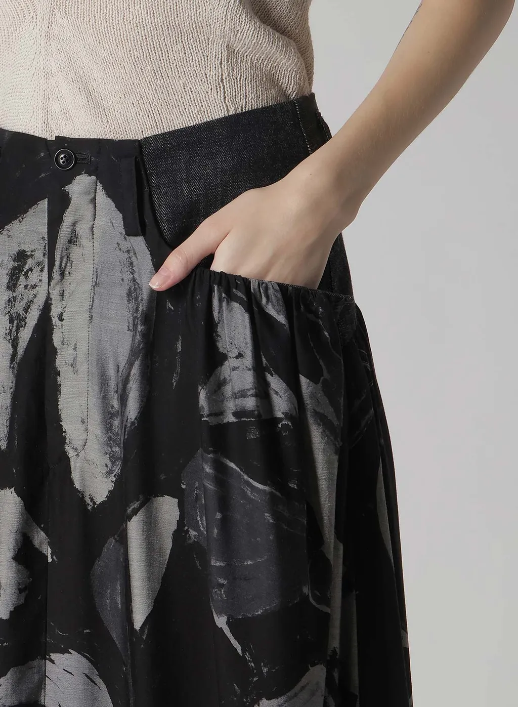 Denim/Cupro Combination Skirt