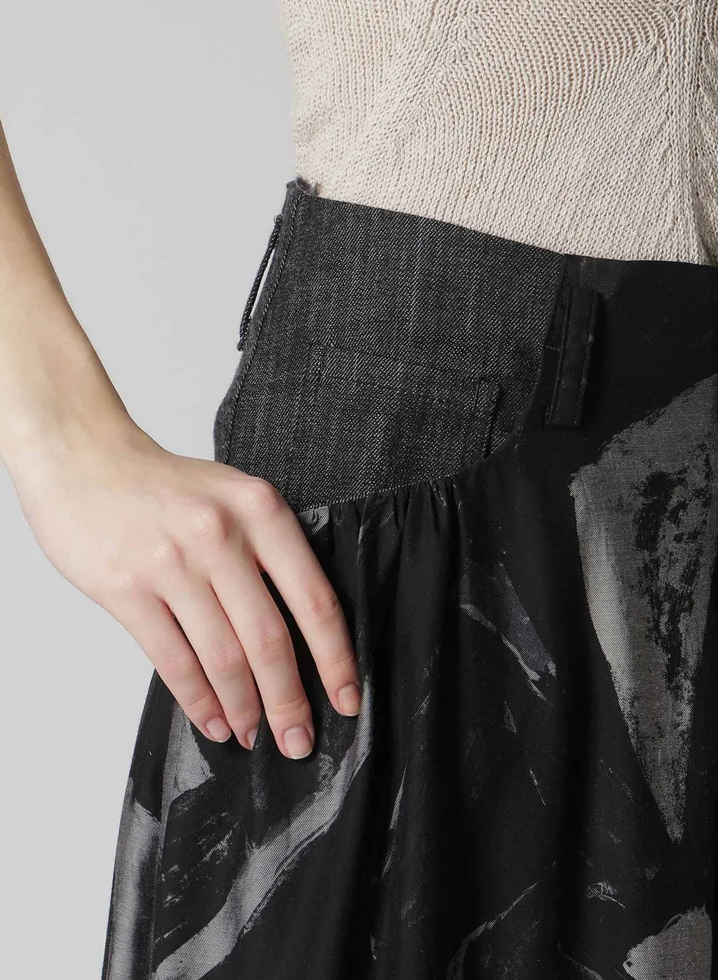 Denim/Cupro Combination Skirt