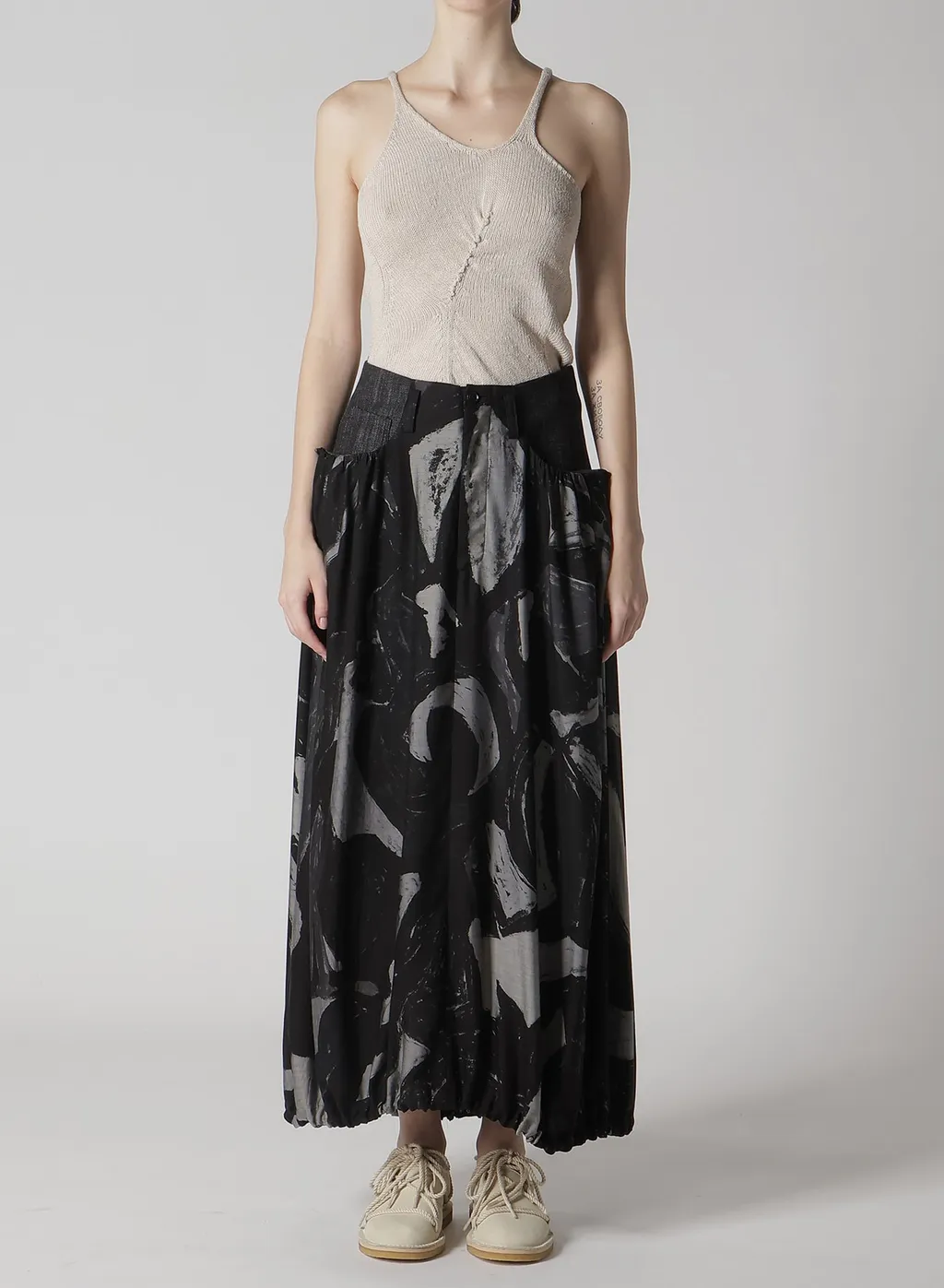 Denim/Cupro Combination Skirt