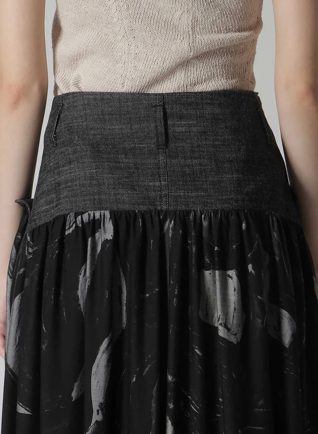 Denim/Cupro Combination Skirt