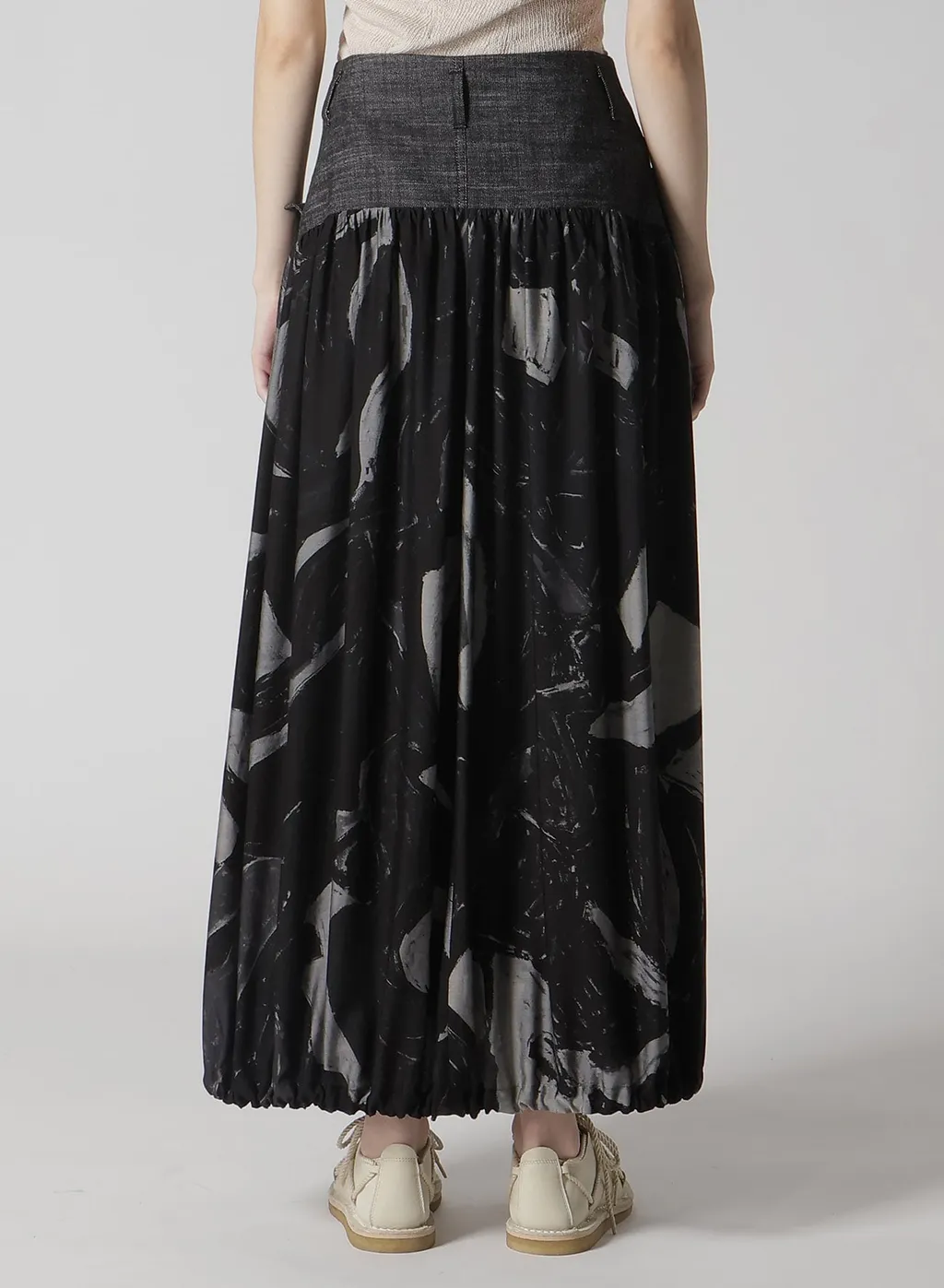 Denim/Cupro Combination Skirt