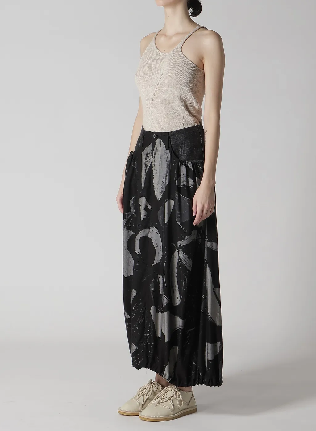 Denim/Cupro Combination Skirt