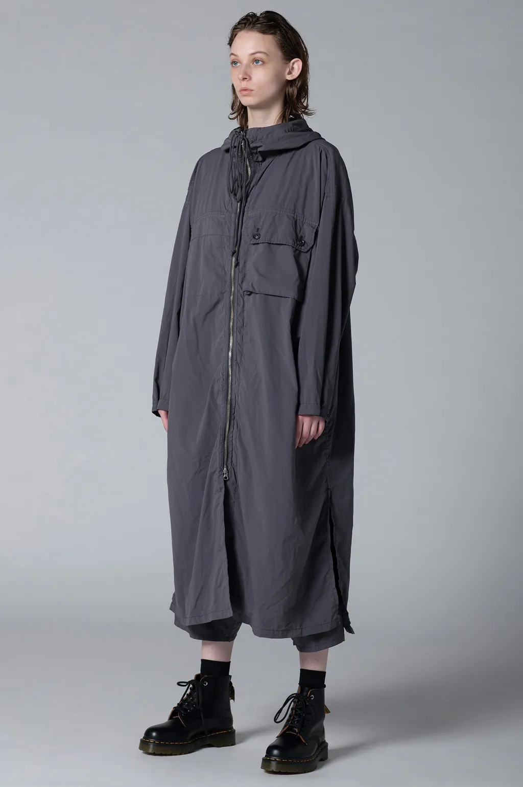 Typewriter Polyester Hooded Dress