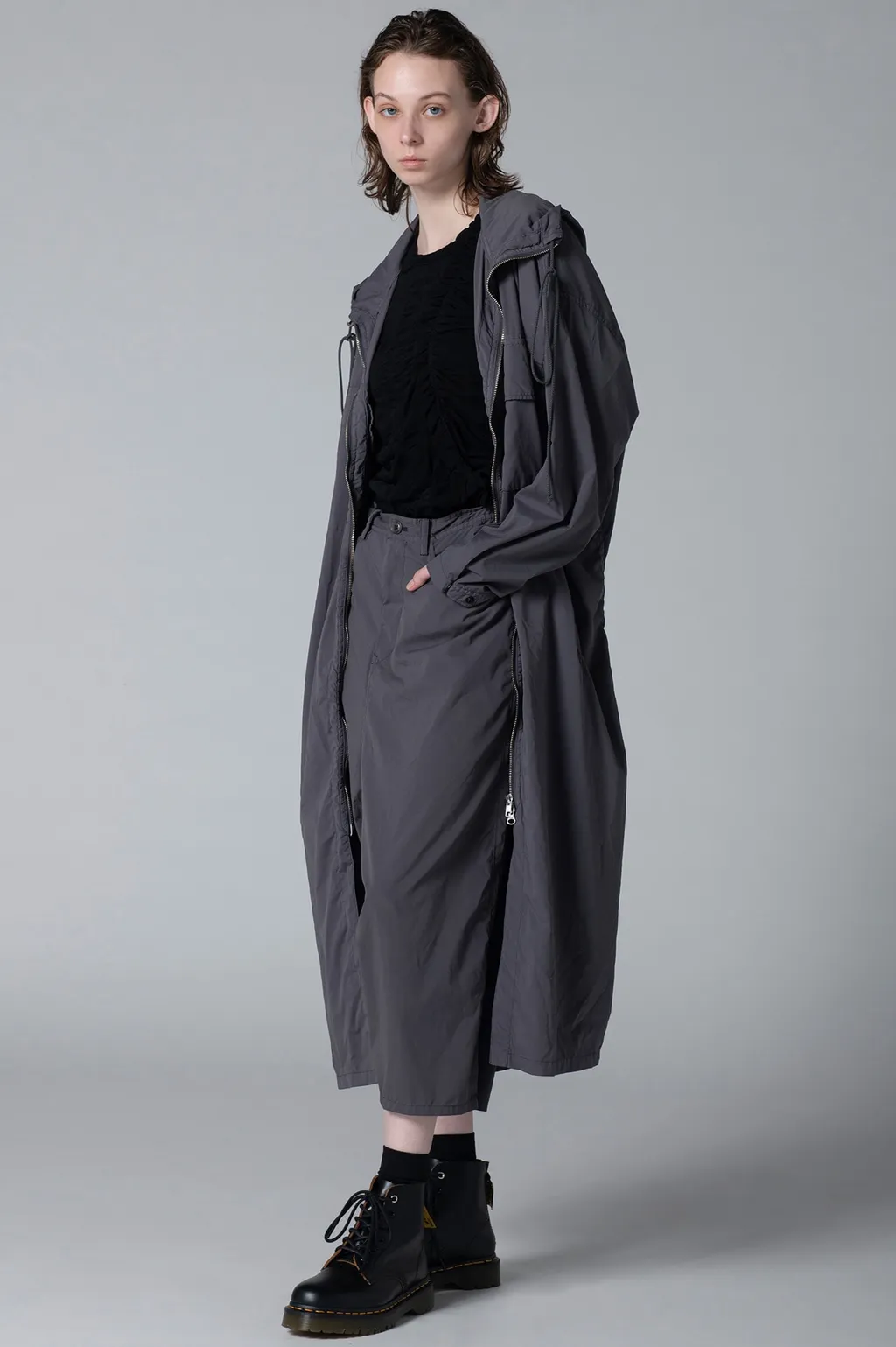 Typewriter Polyester Hooded Dress