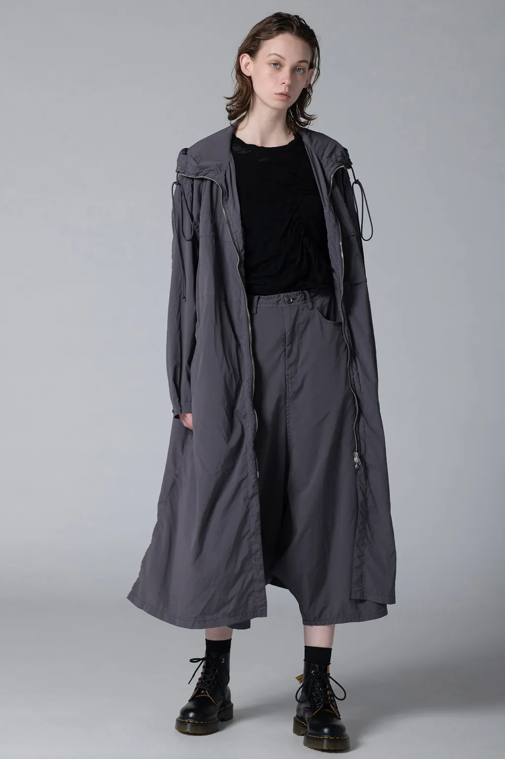 Typewriter Polyester Hooded Dress