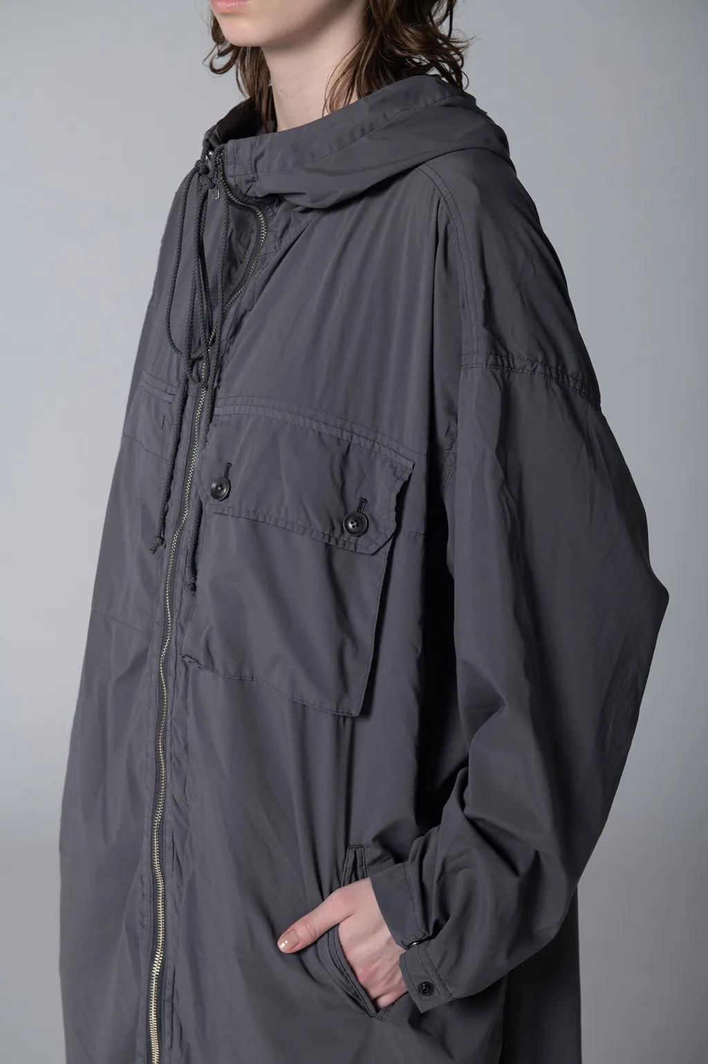 Typewriter Polyester Hooded Dress
