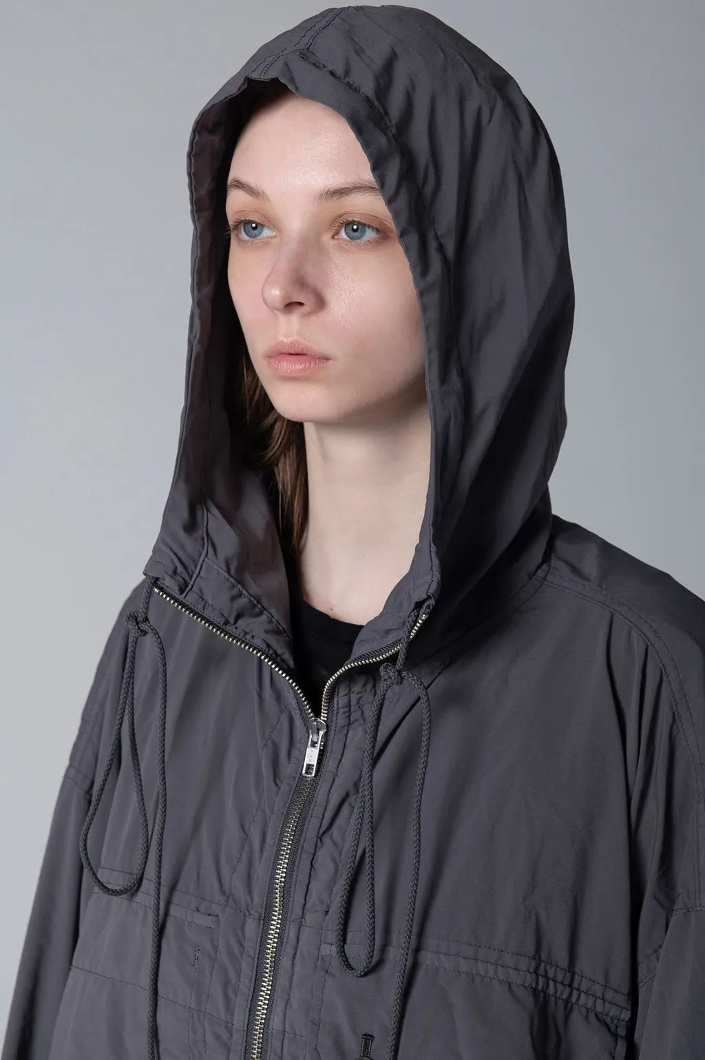 Typewriter Polyester Hooded Dress