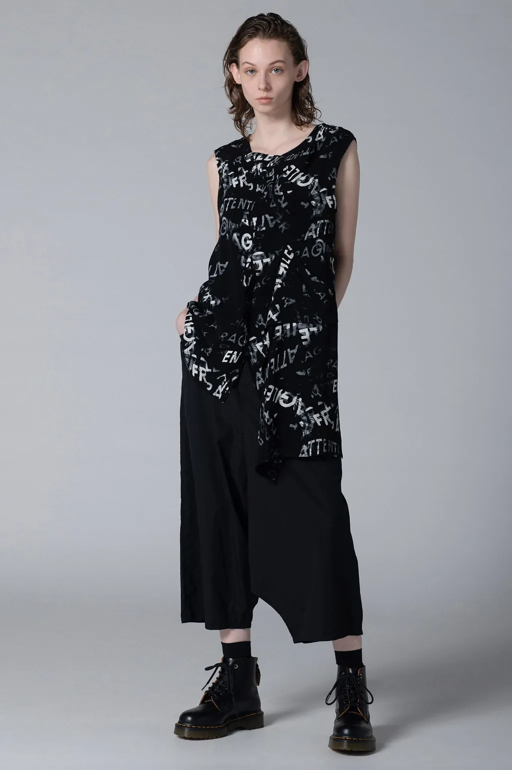 Typewriter Polyester 5-Pocket Sarouel Pants