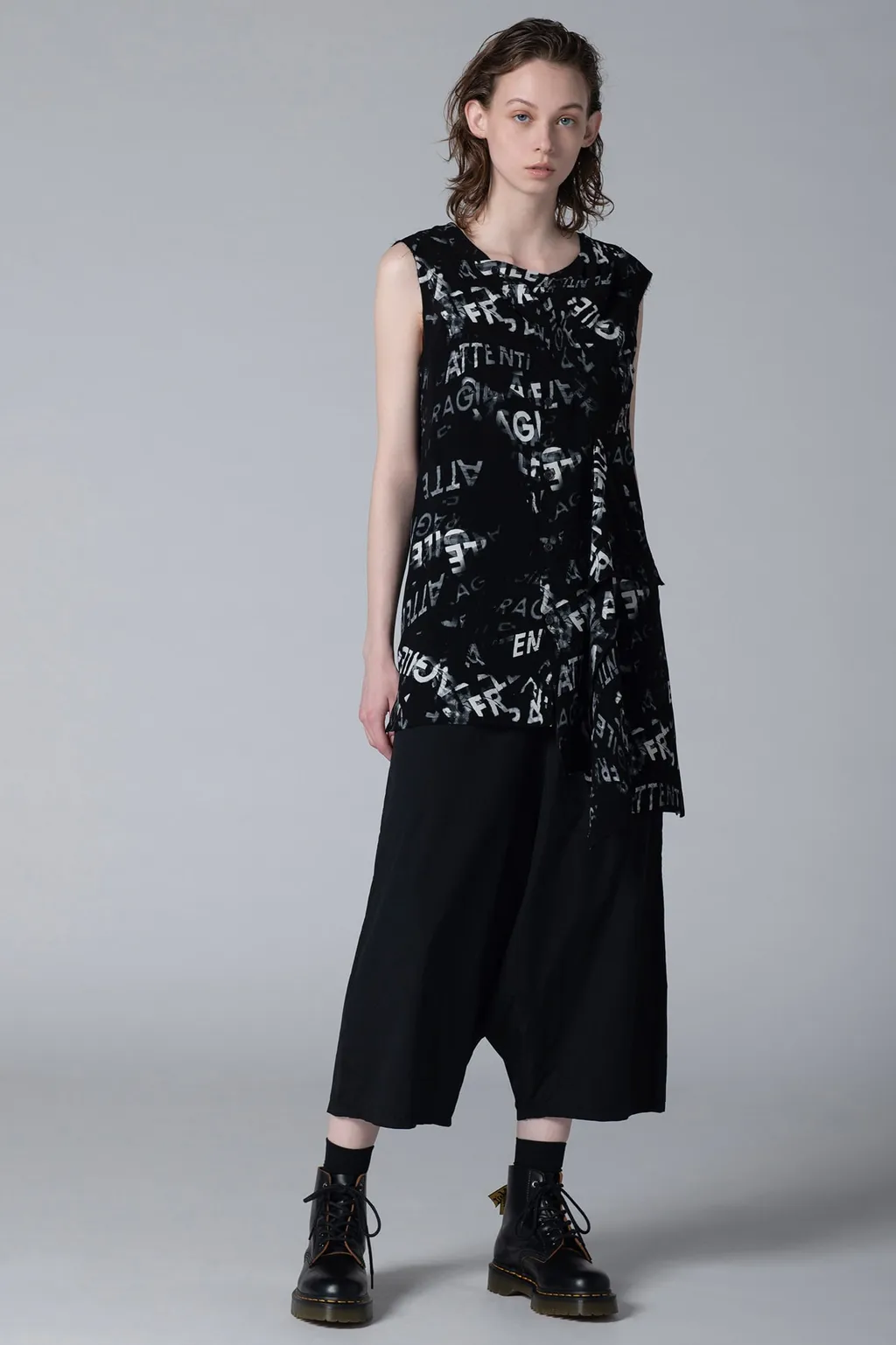 Typewriter Polyester 5-Pocket Sarouel Pants