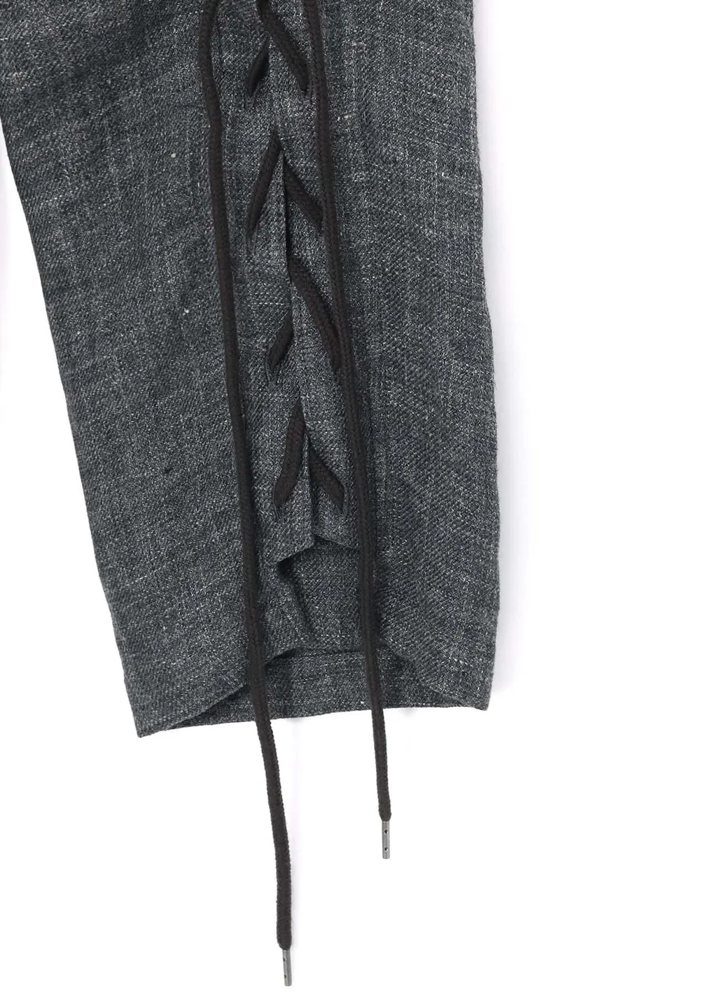 Linen Tweed Lace Up Hem Pants