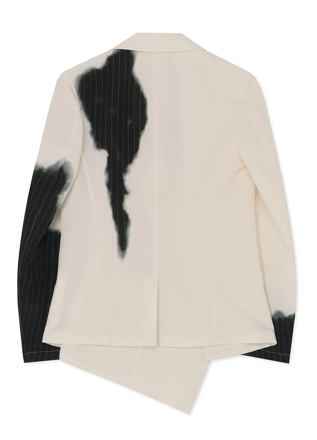 Linen/Cotton Asymmetric Jacket With Partial Pinstripe Pattern