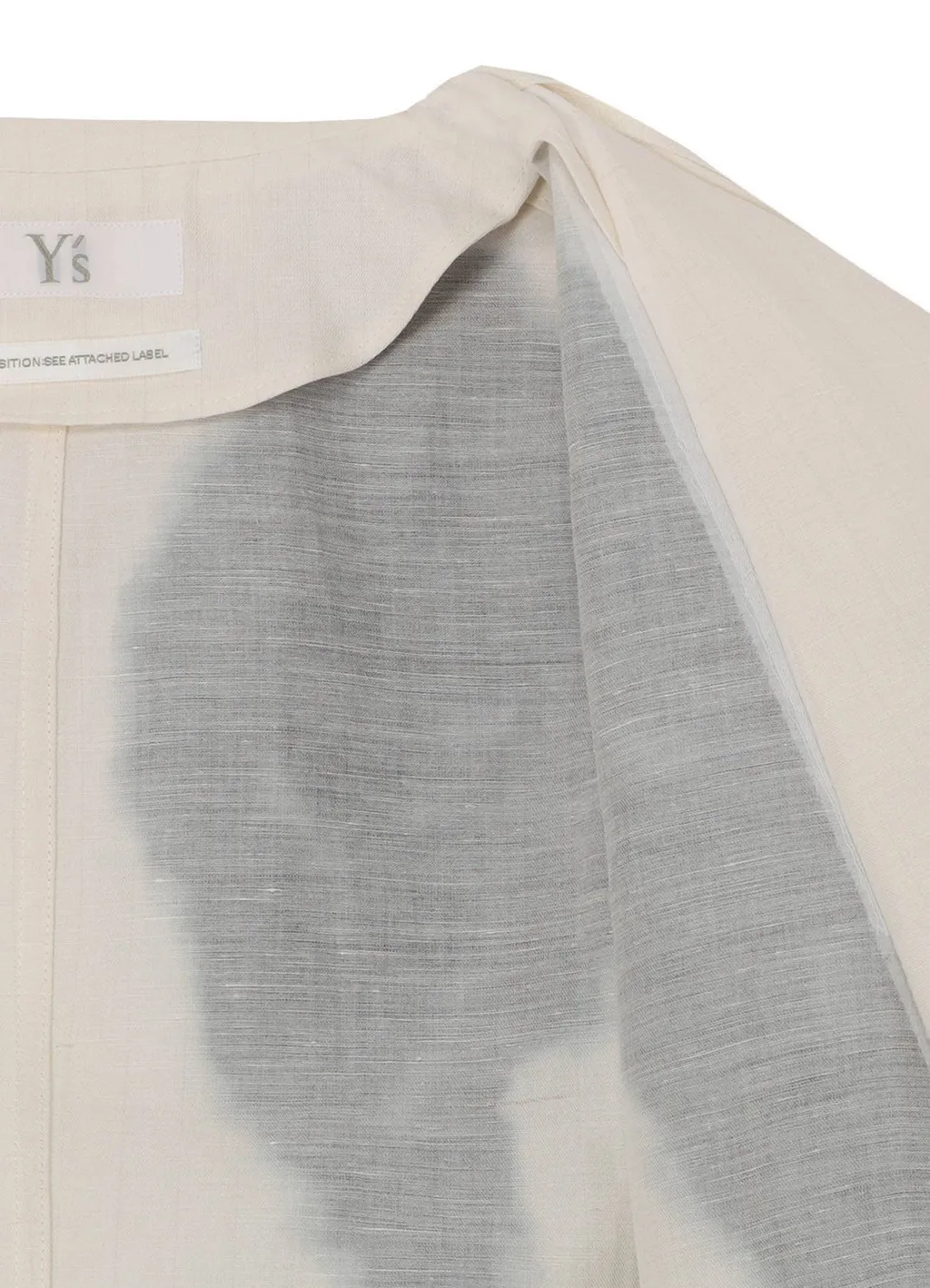 Linen/Cotton Asymmetric Jacket With Partial Pinstripe Pattern