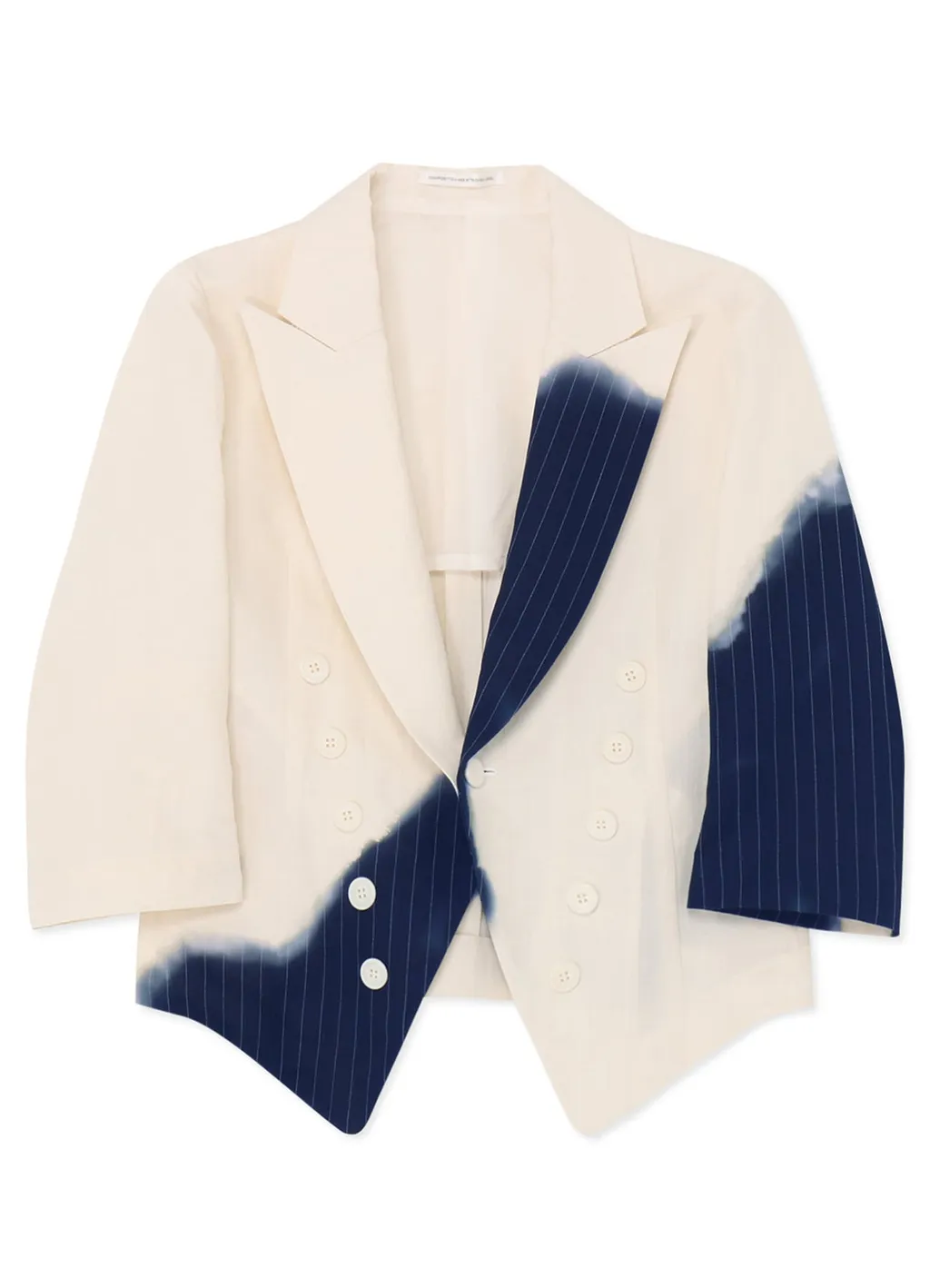 Linen/Cotton Swallowtail Jacket With Partial Pinstripe Pattern