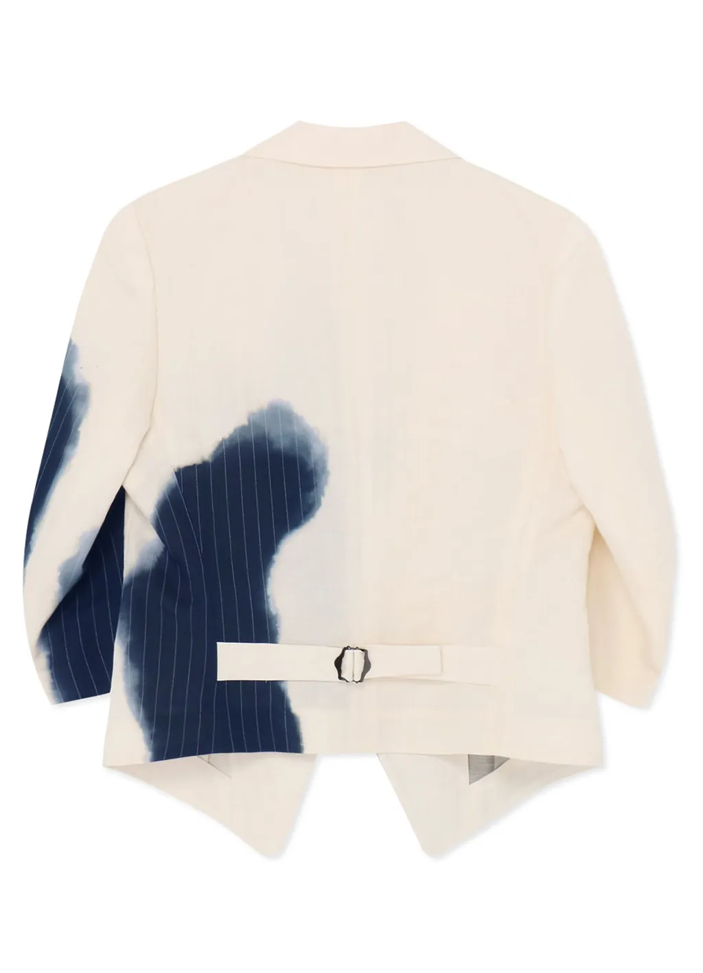 Linen/Cotton Swallowtail Jacket With Partial Pinstripe Pattern
