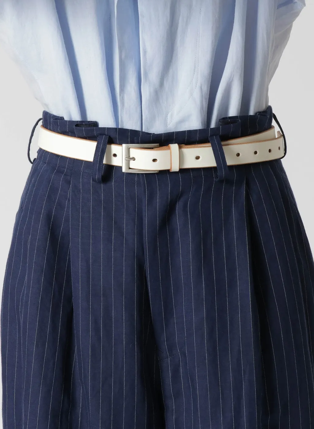 Linen Cotton Pin-Striped Uneven Dyeing 2 Tucks Pants