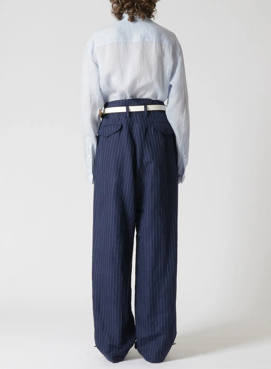Linen Cotton Pin-Striped Uneven Dyeing 2 Tucks Pants